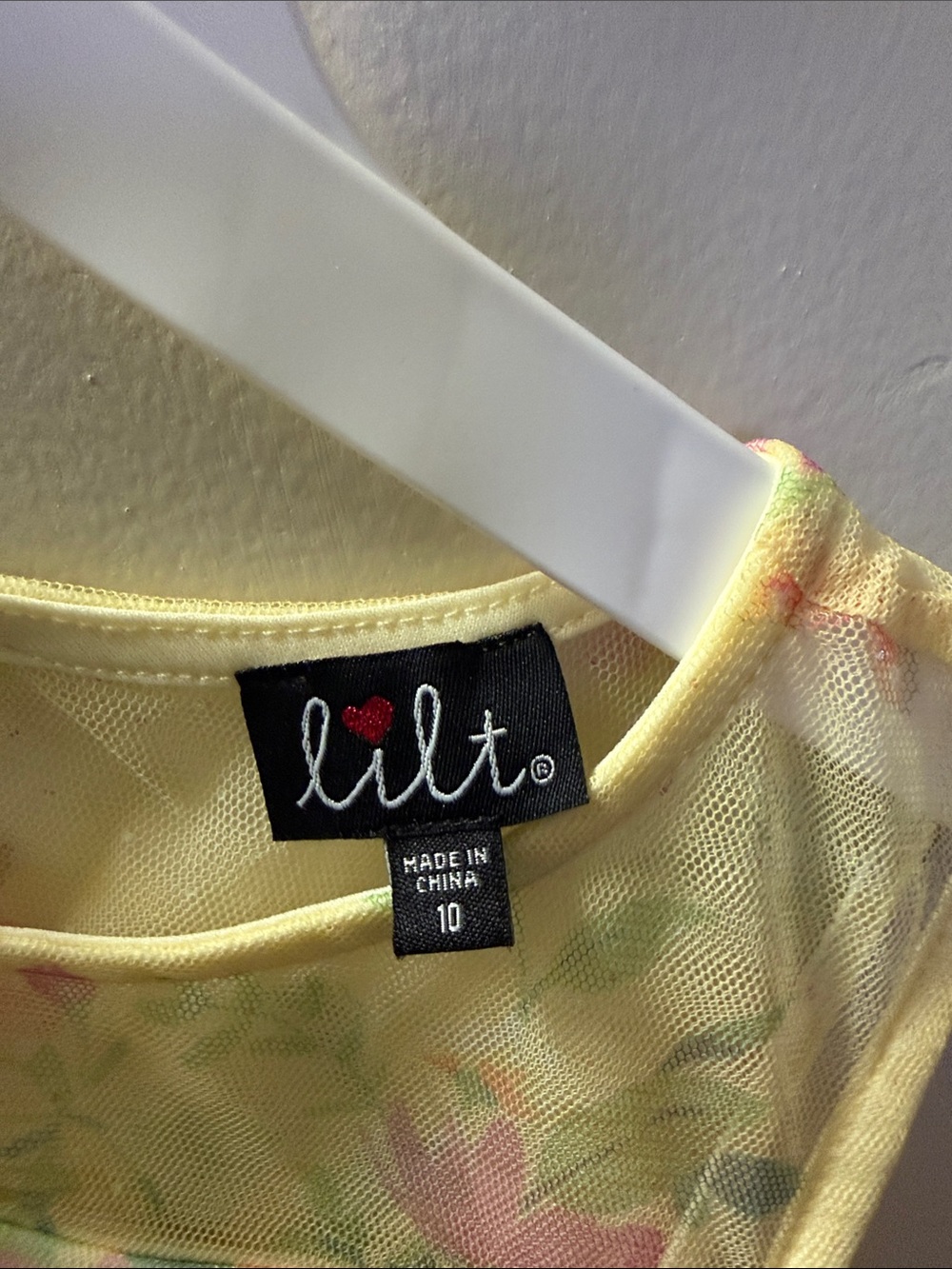 lilt Yellow Floral Mesh Sleeveless Dress for Girls